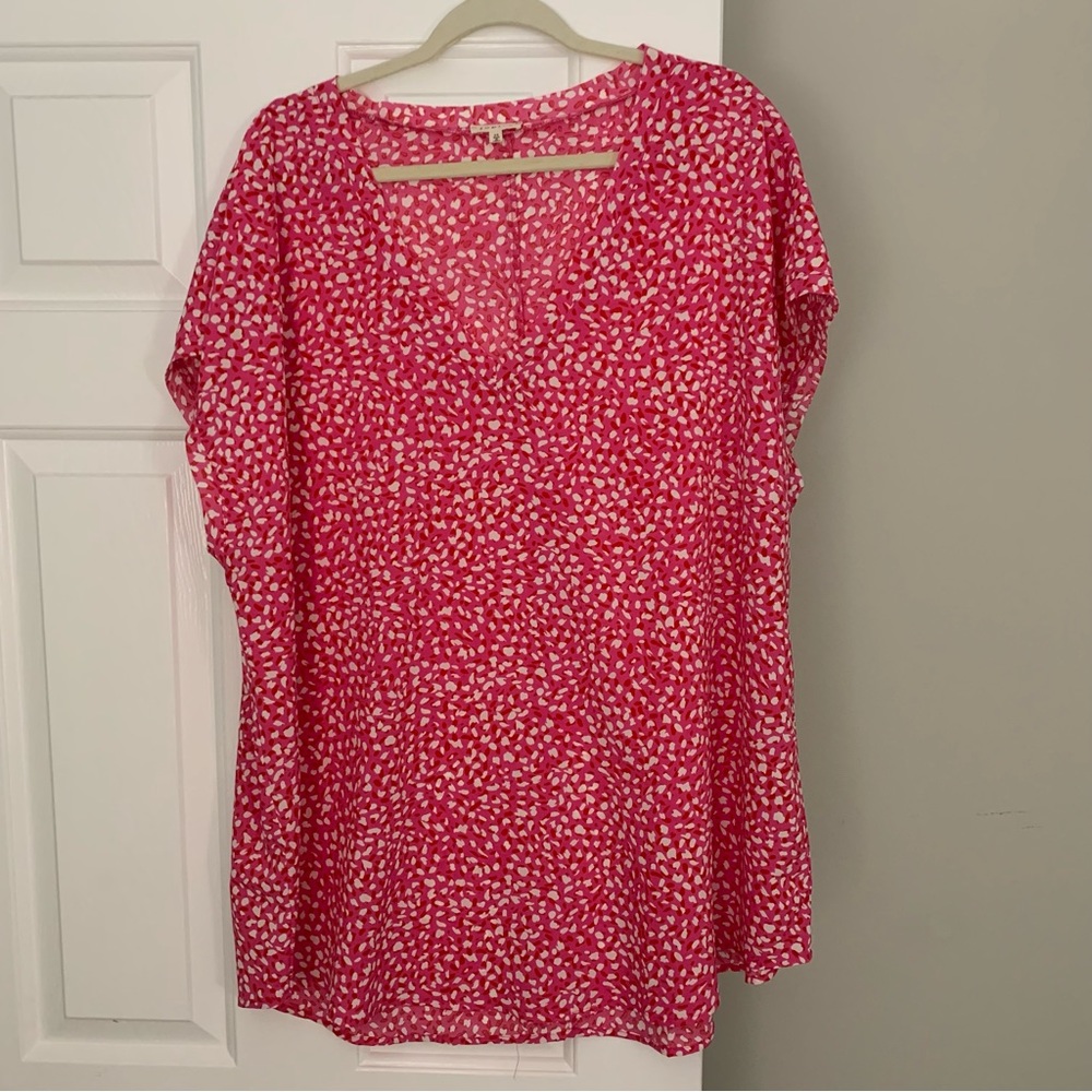 Pink Spotted Speckled Blouse Plus